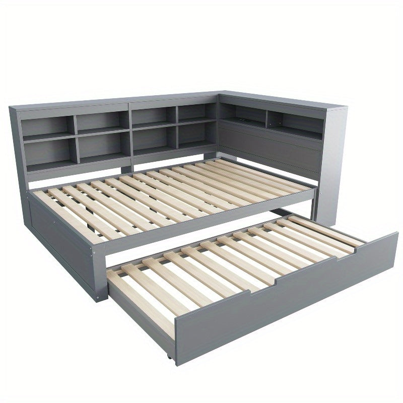 Uitschuifbare Bankbed – Slaapbank – Bedbank – Slaapbank Met Opbergruimte – Zithoek Met Sleeper – Dubbel Bed 140x200cm – Modern Grijs – Ruimtebesparend