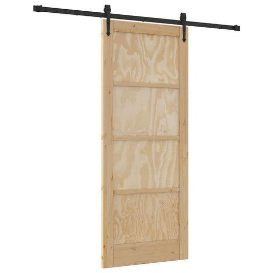 Houten Schuifdeur – Binnendeur – Roomdivider – Ruimteverdeler – Schuifpaneel – Bruin – Handmatig Schuifsysteem – 83 x 202 cm