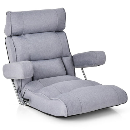 Zitzak – Vloerstoel – Beanbag – Loungestoel – Fauteuil – Verstelbare Rugleuning – Ergonomische Ondersteuning – Grijs