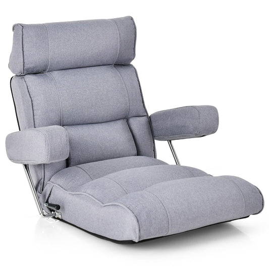 Zitzak – Vloerstoel – Beanbag – Loungestoel – Fauteuil – Verstelbare Rugleuning – Ergonomische Ondersteuning – Grijs