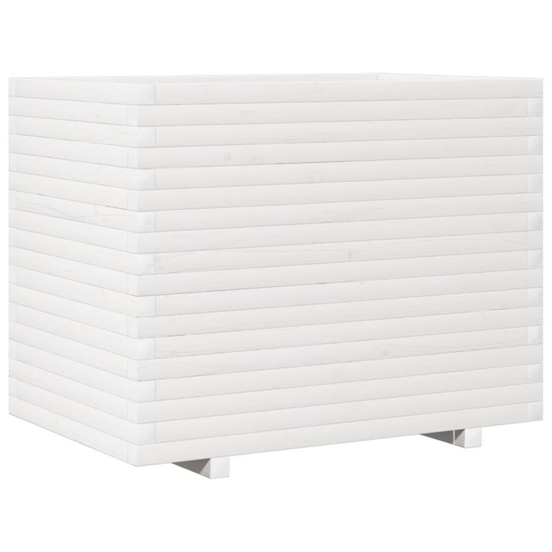 Witte Houten Plantenbak – Plantenpot – Bloembak – Plantenzuil – Plantenbak Binnen Buiten – Massief Dennehout – 90x60x72 cm – Lichtgewicht & Weerbestendig