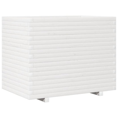 Witte Houten Plantenbak – Plantenpot – Bloembak – Plantenzuil – Plantenbak Binnen Buiten – Massief Dennehout – 90x60x72 cm – Lichtgewicht & Weerbestendig