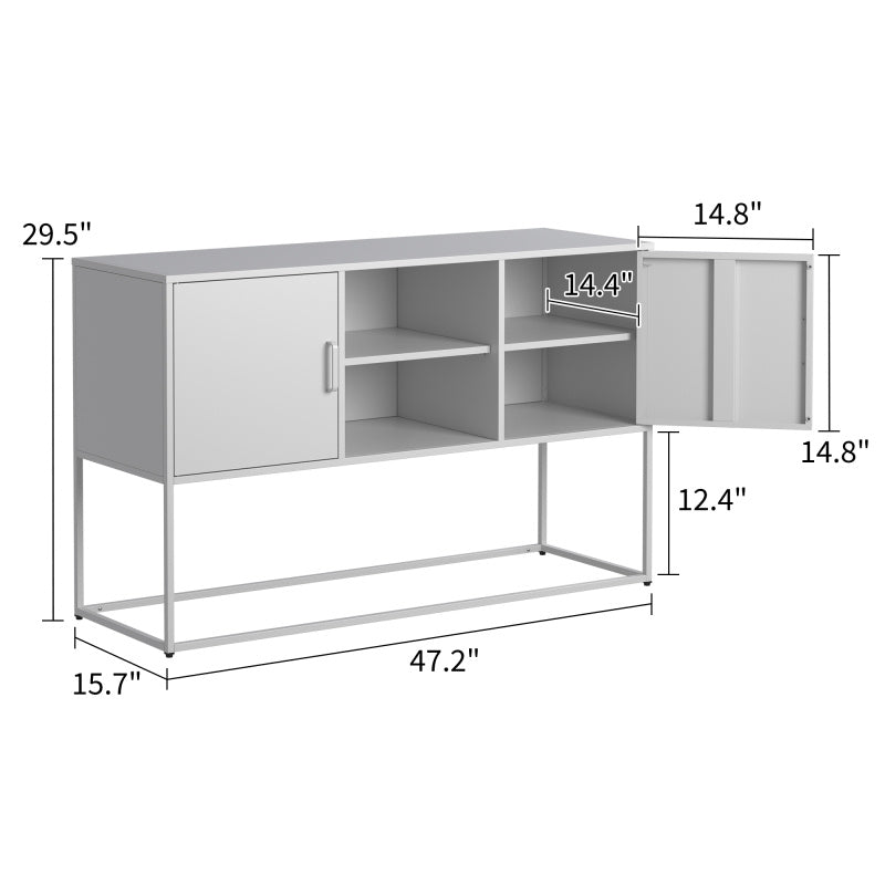 Dressoir – Sideboard – Buffetkast – Opbergkast – Kast – Metalen Constructie – 75x120x40 cm – Wit