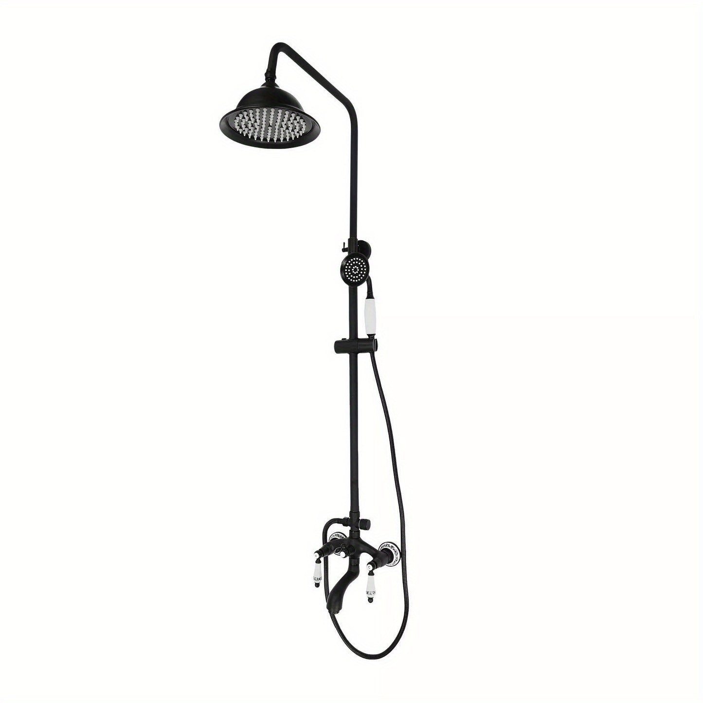 Regendoucheset – Doucheset – Douchekolom – Douchekraan – Douchesysteem – Zwart metalen design – Verstelbare hoogte 78-115 cm – Duurzame messing en RVS constructie