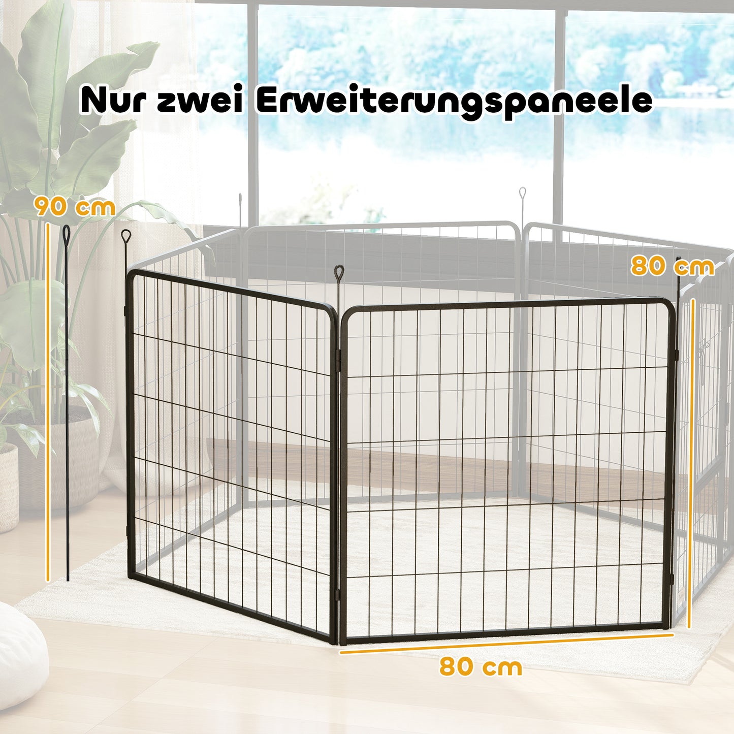Hondenren Uitbreidingsset – Puppy Playpen – Hekkenpaneel – Dierenren – Speelren – Zwart – Stevig Stalen Panelen – Inklapbaar & Duurzaam