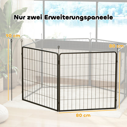 Hondenren Uitbreidingsset – Puppy Playpen – Hekkenpaneel – Dierenren – Speelren – Zwart – Stevig Stalen Panelen – Inklapbaar & Duurzaam