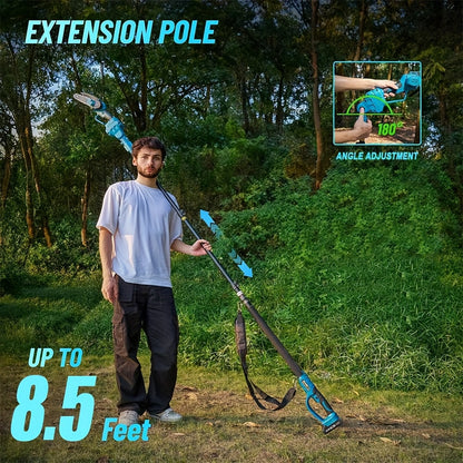 2-in-1 Draadloze Kettingzaag – Polesaw – Mini Kettingzaag – Elektrische Zaag – Verlengbare Steel – Met 2 Batterijen – Lichtgewicht & Veilig – 6 Inch Kettingblad