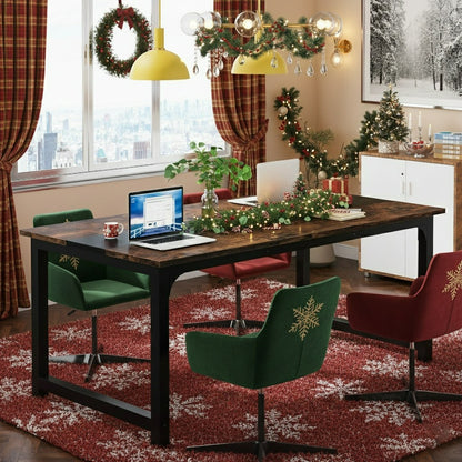 Industrieel Bureau – Werkplek – Schrijftafel – Computerbureau – Vergadertafel – Vintage Bruin/ Zwart – 160 cm Breed – Stevige Metalen Poten – Ruim Werkblad – Veel Beenruimte