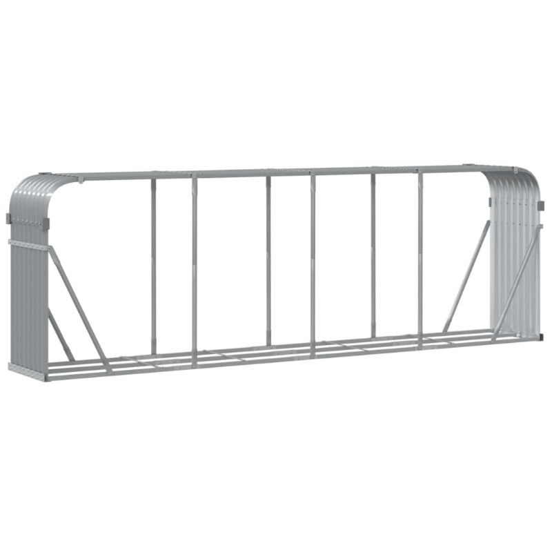 Houtopslag – Houthok – Houtrek – Brandhoutopslag – Houtstapelrek – Lichtgrijs Gegalvaniseerd Staal – Groot Formaat 300x45x100 cm – Weerbestendig & Ventilerend