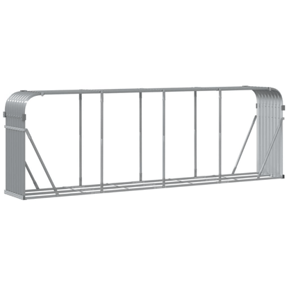 Houtopslag – Houthok – Houtrek – Brandhoutopslag – Houtstapelrek – Lichtgrijs Gegalvaniseerd Staal – Groot Formaat 300x45x100 cm – Weerbestendig & Ventilerend