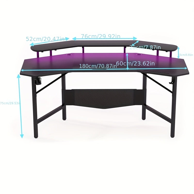 Gaming Desk – Gamebureau – Bureau – Werkplek – Speeltafel – Ergonomisch Vleugelontwerp – Stevig Metalen Frame – Zwart