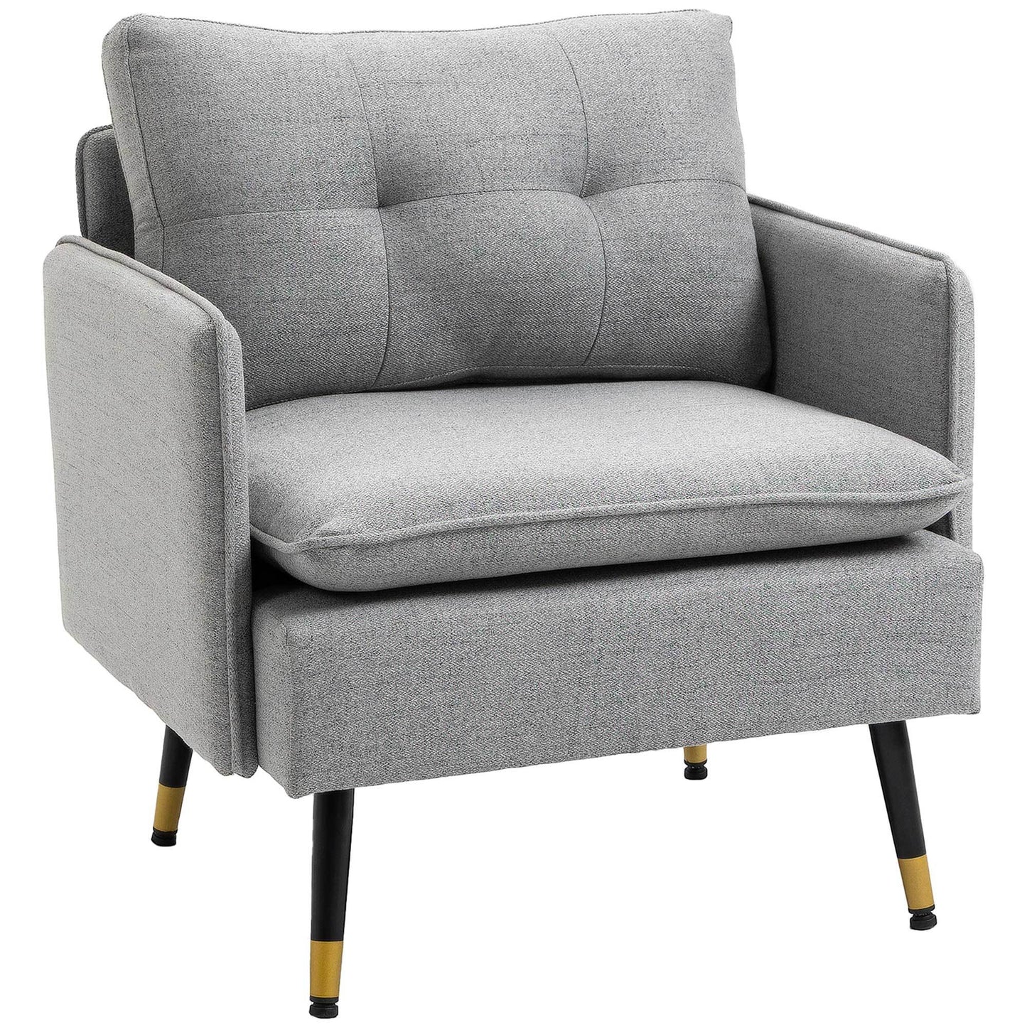 Fauteuil – Relaxstoel – Loungestoel – Zetel – Designstoel – Scandinavisch Design – Stoffen Bekleding – Goudkleurige Metalen Poten – Compact 76x68x80 cm