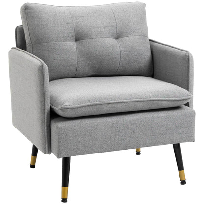 Fauteuil – Relaxstoel – Loungestoel – Zetel – Designstoel – Scandinavisch Design – Stoffen Bekleding – Goudkleurige Metalen Poten – Compact 76x68x80 cm