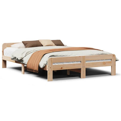 Bedframe – Tweepersoonsbed – Bed – Massief Houten Bed – Houten Ledikant – Dennehouten Materiaal – Geschikt Voor Matras 150x200 Cm – Stevig En Duurzaam