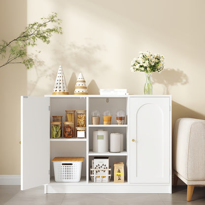 Badkamerkast – Badkamermeubel – Keukenkast – Opbergkast – Dressoir – 2 Deuren – Verstelbare Planken – 30x100x81,5 cm – Wit – Minimalistisch Design
