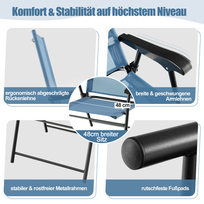 Tuinstoel – Terrasstoel – Lounge Stoel – Campingstoel – Inklapbaar – Met Metalen Frame – Comfortabel Sling Rugontwerp – Set Van 4