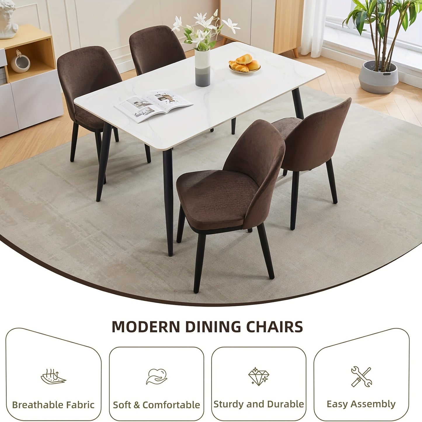 Gestoffeerde Eetkamerstoelen – Stoelen Set – Dining Stoelen – Keukenstoelen – Bistro Stoelen – Set Van 2 – Comfortabele Dikke Kussens – Stevige Houten Poten – Bruin
