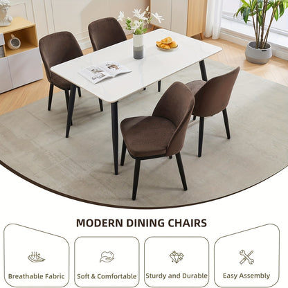 Gestoffeerde Eetkamerstoelen – Stoelen Set – Dining Stoelen – Keukenstoelen – Bistro Stoelen – Set Van 2 – Comfortabele Dikke Kussens – Stevige Houten Poten – Bruin