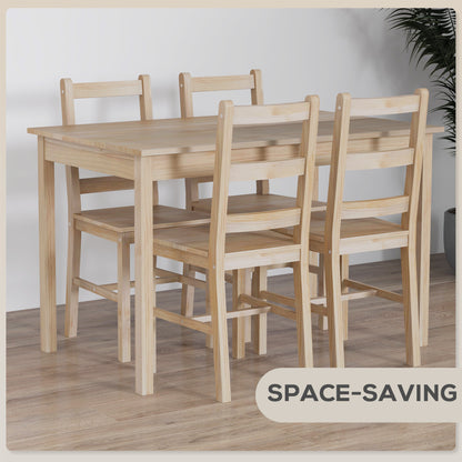 Eethoek – Eettafel Set – Dinerset – Tafel Met Stoelen – Massief Hout – Ruimtebesparend Ontwerp – 118x73 cm Tafel – Comfort Voor 4 Personen