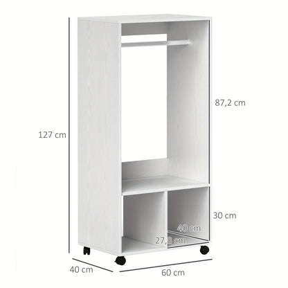 Mobiele Kledingkast – Verplaatsbare Kast – Draagbare Klerenkast – Opbergkast – Kledingrek – Compact 60x40x127 cm – Aluminium Frame en 4 Zwenkwieltjes