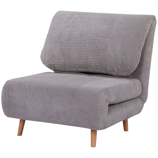 2-in-1 Slaapbank – Slaapbank Bed – Bedbank – Sleeperbank – Lichtgrijs – Verstelbare Vouwmatras – Chaise Lounge Met Corduroy Bekleding