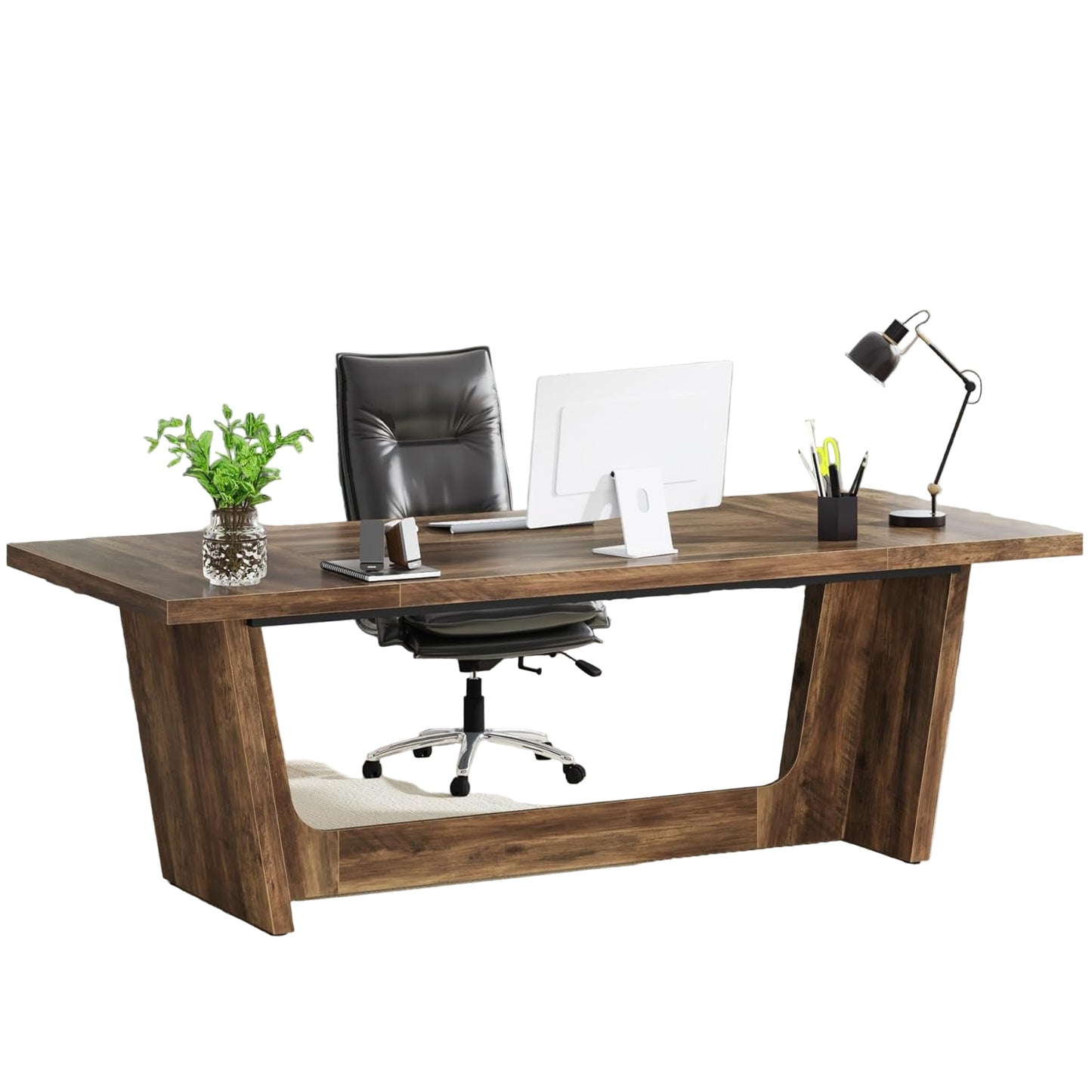 Bureau – Computertafel – Werkplek – Schrijftafel – Houten Bureau – Industrieel Design – 180x80 cm – Stevige Houten Constructie – Rustieke Bruine Afwerking