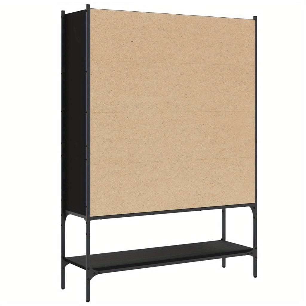 Boekenkast – Opbergkast – Boekenrek – Wandkast – Vakkenkast – Zwart – Hout – 102x30x141,5 cm – Stevig & Ruimtebesparend