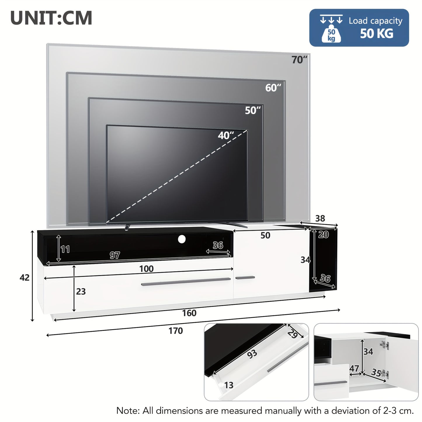 TV-Meubel – TV Dressoir – TV Kast – TV Meubel – Lowboard – Hoogglans – 170 cm – Geschikt Voor TV’s Tot 70 Inch – Met Lade, Deur En Open Vak
