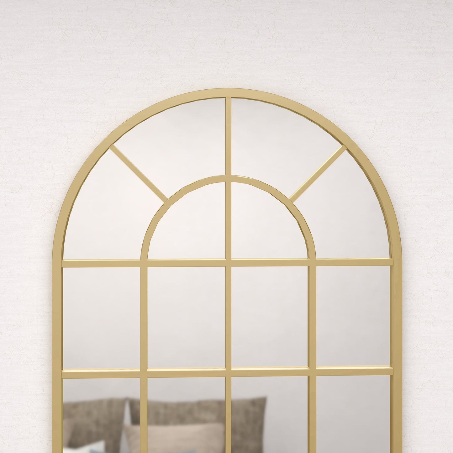 Wandspiegel – Raamspiegel – Halspiegel – Decoratieve Spiegel – Goudkleurige Spiegel – Metaal Frame – 110x65 cm – Veilig Meerlaags Glas