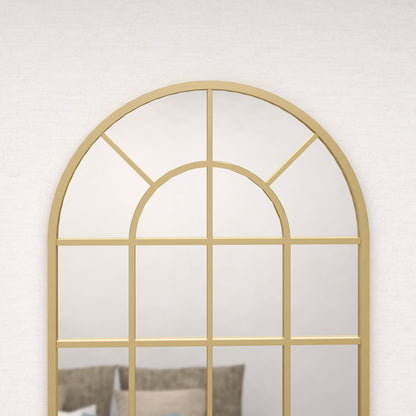 Wandspiegel – Raamspiegel – Halspiegel – Decoratieve Spiegel – Goudkleurige Spiegel – Metaal Frame – 110x65 cm – Veilig Meerlaags Glas