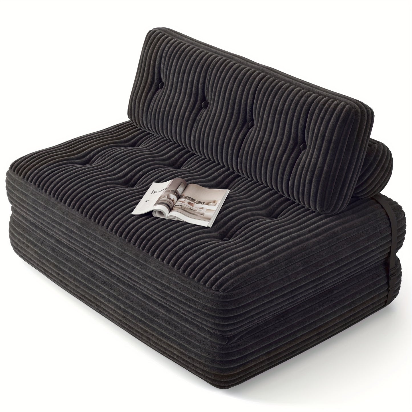 Slaapbank – Bedbank – Logeerbed – Uitklapbank – Sofa – Modern Design – Corduroy Bekleding – Zonder Montage – Diepgrijs