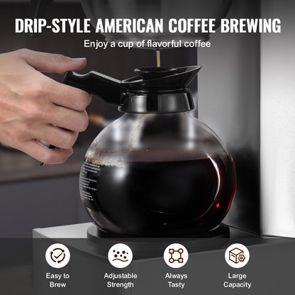 Koffiezetapparaat – Drip Koffiemachine – Koffiezetter – Horecakoffiezetter – Grootverbruik – 12 Kopjes – Twee Warmhoudplaten – Twee Glazen Karaffen – Roestvrijstalen Filter