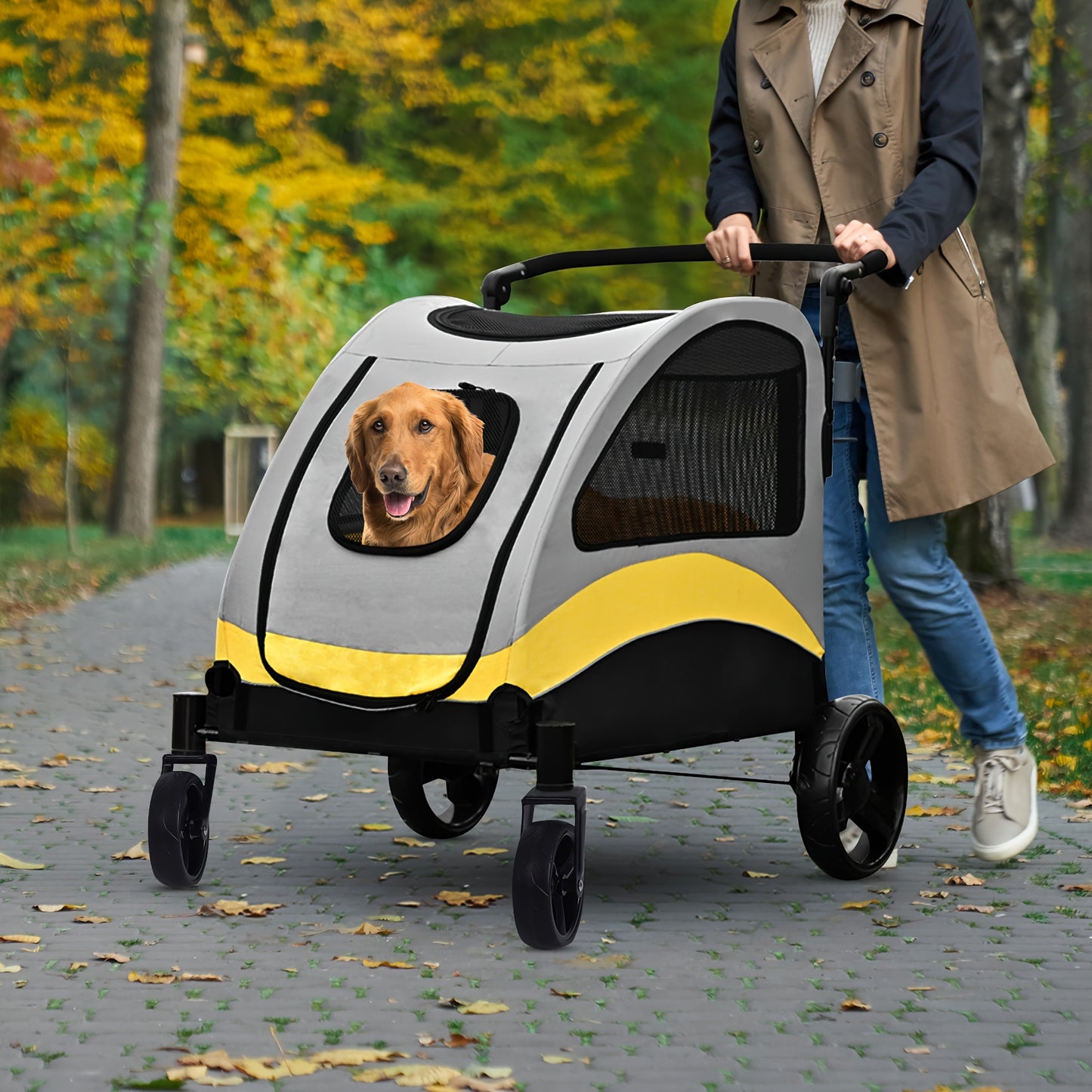 Hondenbuggy – Hondenwagen – Huisdierenbuggy – Wandelwagen – Dierenkar – Geschikt voor Honden tot 20 kg – Opvouwbaar Met Metaal Frame