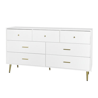 Furniture Piece with Multiple Drawers And Golden Details, Suitable for Dining Room Or Kitchen, Measuring 140*35*76Cm.
