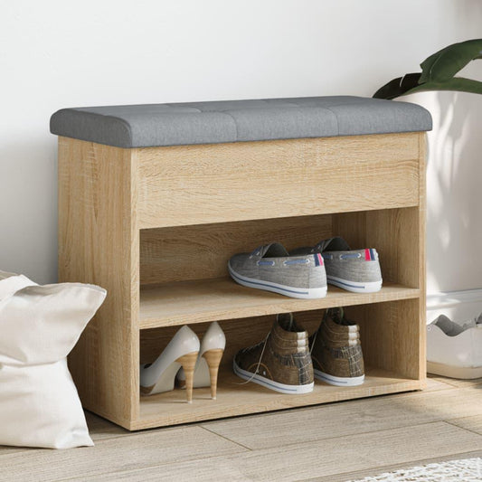 Shoe bench Sonoma oak 62x32x50cm wood material Entryway Bench with Shoe Storage Organizer, End of Bed Bench Shoe Rack for Entryway Bathroom Bedroom