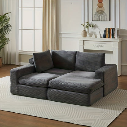 Loungebank – Hoekbank – Zitzakbank – Bankstel – Modulair Sofa – Diep Grijs – Verstelbare Rugleuning – Duurzaam Bamboe Frame
