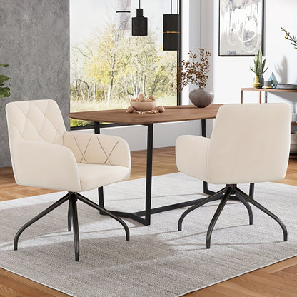 Draaistoel – Bureaustoel – Eetkamerstoel – Fauteuil – Kuipstoel – 360° Draaibaar – Met Ergonomische Lendensteun – Stevig Metalen Frame – Gemakkelijk Schoon Te Maken – Beige