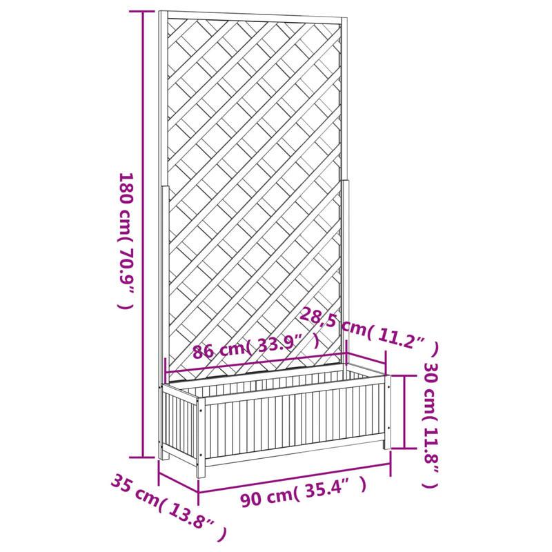 Houten Plantenbak – Bloembak – Tuinbak – Bloempot – Plantenbak Met Trellis – Massief Vurenhout – Rustieke Bruine Afwerking – Compact & Duurzaam