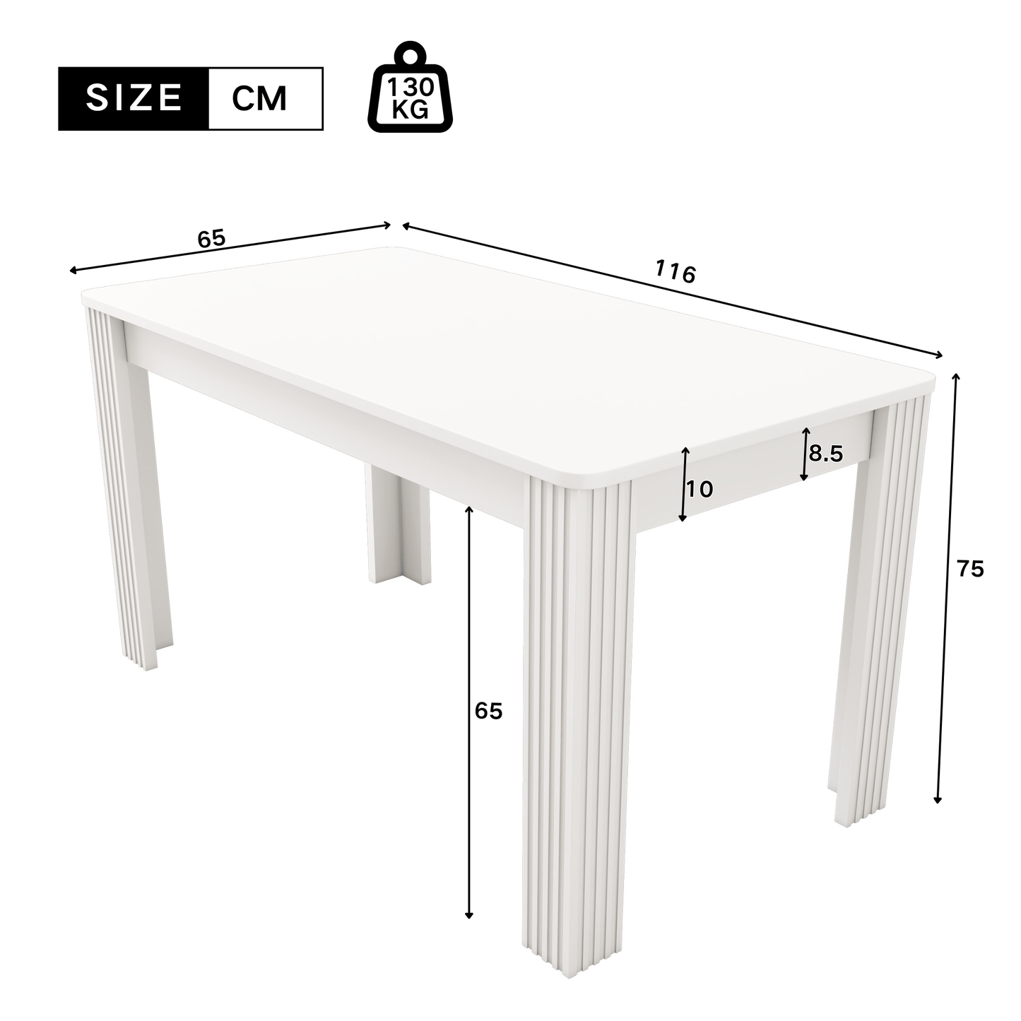 Dining Table, Contemporary Dining Table, Sturdy Dining Table, Table with Four Legs, Oak Wood Table, Rectangular Dining Table, Coffee Leisure Table, Modern Simple Dining Table, White[OLD SKU:WF312300AAW]