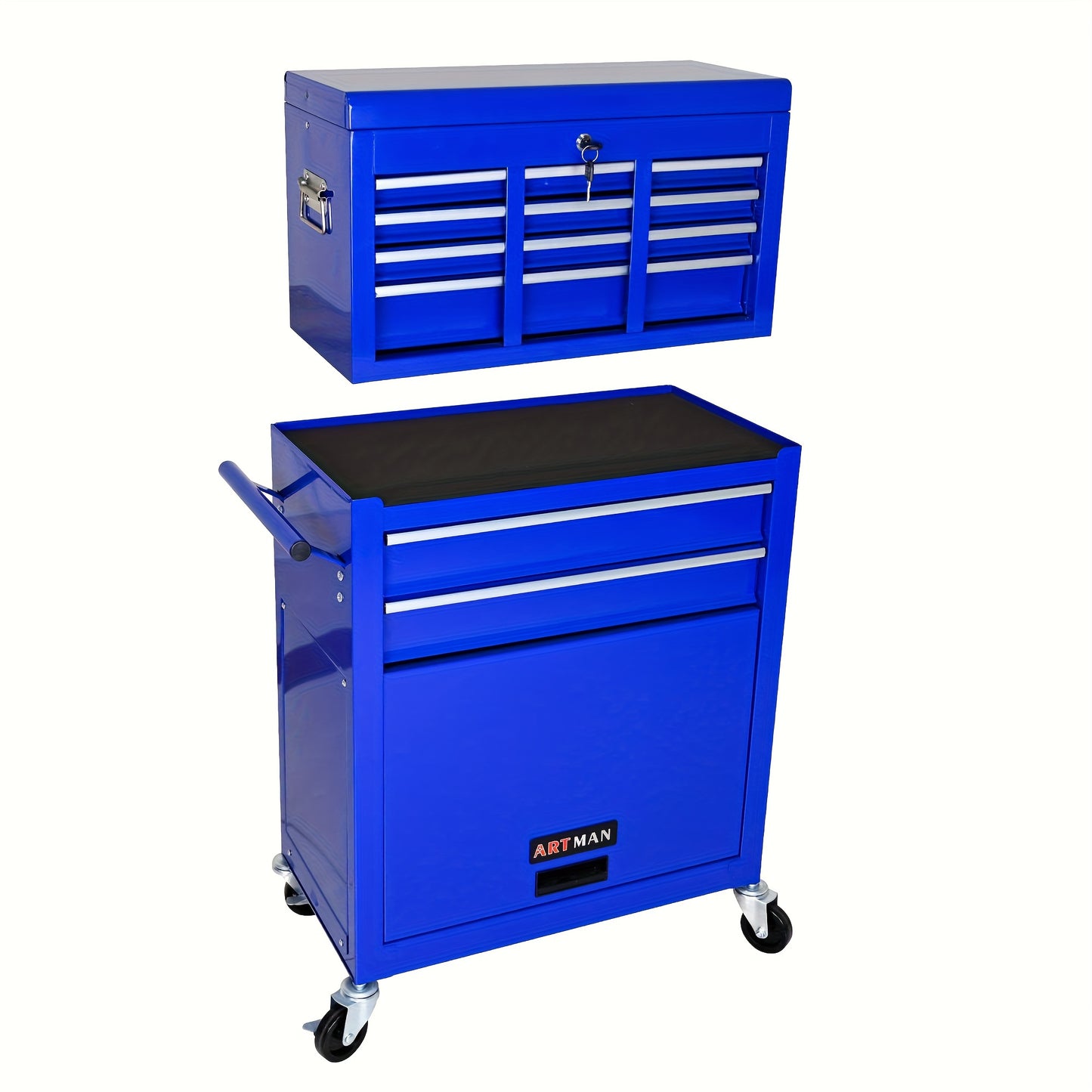 Gereedschapskist – Werkplaatskast – Tool Chest – Gereedschapskast – Metaalkist – 8 Laden – RVS Stalen Constructie – Mobiel Met 4 Wielen – Slot En Afneembare Toolbox