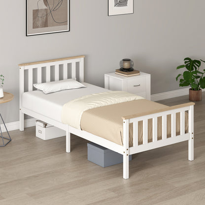 Bedframe Eenpersoonsbed – Eenpersoonsbed – Houten Bed – Kinderbed – Bedombouw – Natuurlijk Hout – Wit Gelakt – Met Opbergruimte Onderbed