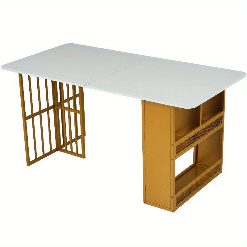 2-delige Buitentafel Set – Koffietafel – Bijzettafel – Tuinset – Patio Meubels – Stalen Frame – Marmerlook Tafelblad – Weerbestendig – Modern Geometrisch Design