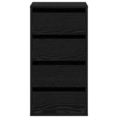 Modern Minimalist Black Oak Wood Storage Cabinet with Lockable Drawers - 40x41x76cm Heavy-Duty Floor-Standing Organizer, Multi-Drawer Chest for Bedroom, Living Room & Office, Easy Assembly, Space-Saving Design, Durable Wood C