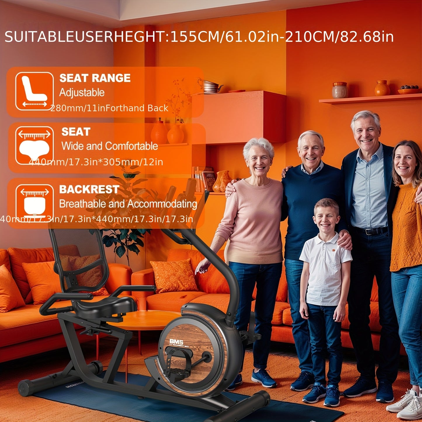 Hometrainer – Fitnessfiets – Ergometer – Magnetische Fiets – Zittende Fiets – Bluetooth Connectiviteit – 16 Weerstandsniveaus Met Hartslagmeter – Zwart