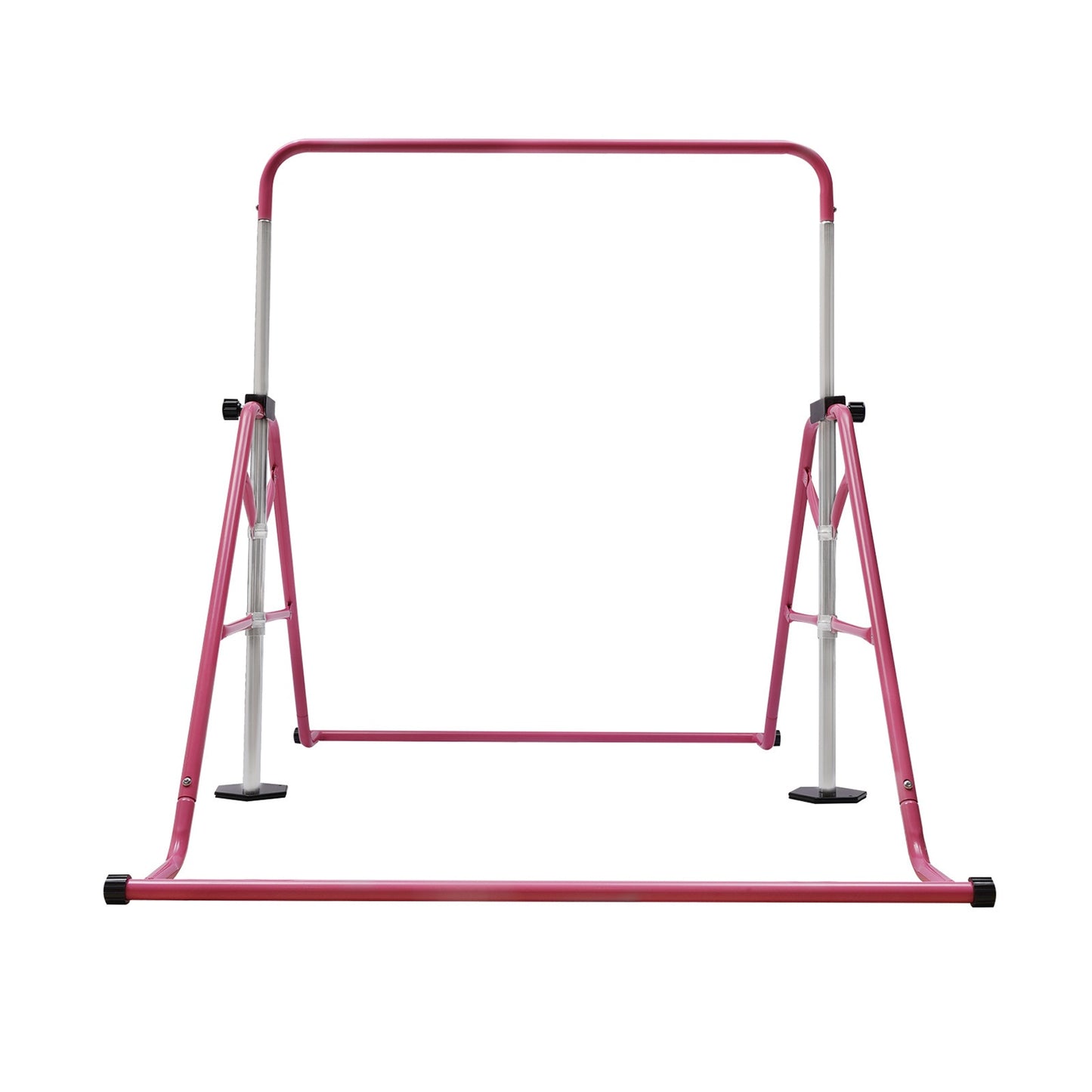 Turnstok – Gymnastiek Bar – Klimrek – Fitness Bar – Turnrek – Verstelbaar 115-155 cm – Stevig Stalen Frame Rosa