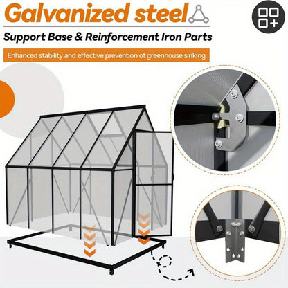 Kas – Tuinkas – Kweekkas – Broeikas – Groentekas – Aluminium Frame – 280x180x195 cm – 6 cm Fundering – 4 mm UV-bestendige Polycarbonaat Panelen – Weerbestendig & Duurzaam