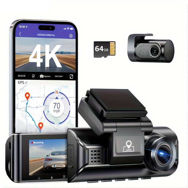 Dashcam – Auto Camera – Video Recorder – 4K Camera – Dual Channel Camera – Zwart – 4K UHD Resolutie – Wi-Fi Verbinding