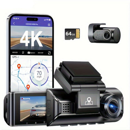 Dashcam – Auto Camera – Video Recorder – 4K Camera – Dual Channel Camera – Zwart – 4K UHD Resolutie – Wi-Fi Verbinding