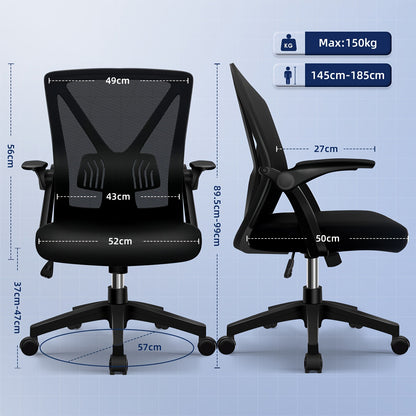 Ergonomische Bureaustoel – Bureaustoel Met Hoge Rugleuning – Draaibare Bureaustoel – Mesh Bureaustoel – Comfortabele Werkstoel – Ademend Mesh Materiaal – 360° Draaifunctie – Max Belastbaarheid 150 kg