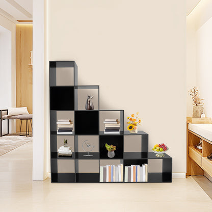 15-Cube L-Shaped Storage Bookcase | Black Plastic Freestanding Organizer for Home & Office, Contemporary Style by NaMaSyo, Corner Shelves